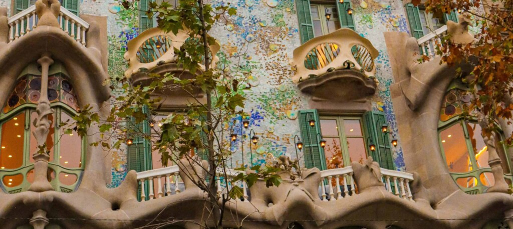 Windows of Casa Batlo in Barcelona, Spain