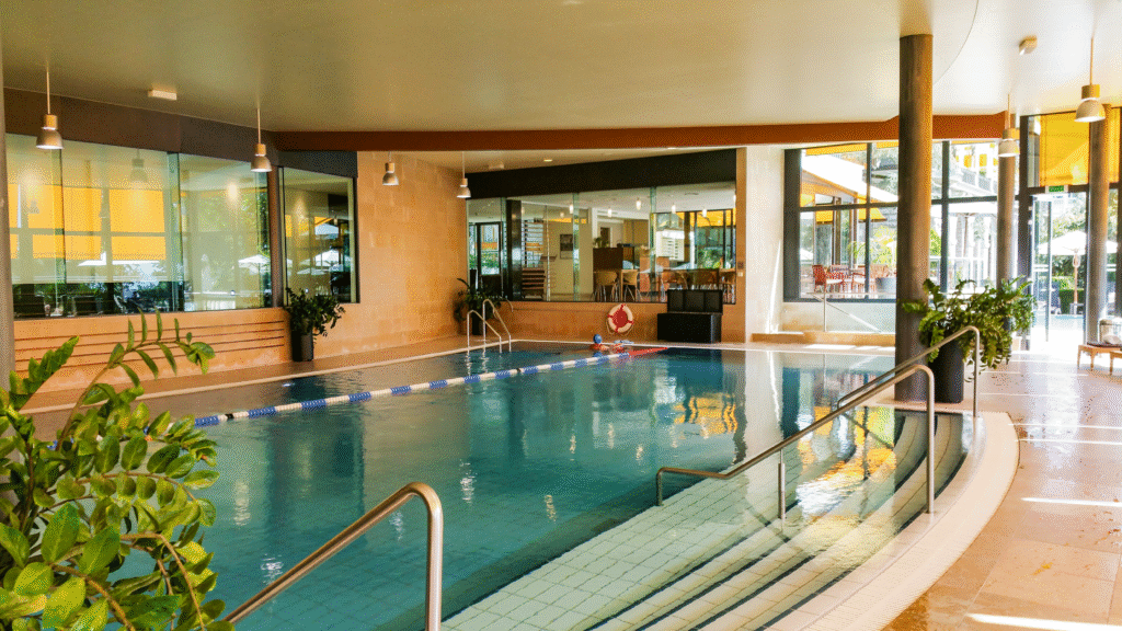 A swimming pool in Montreux Switzerland Fairmont Hotel